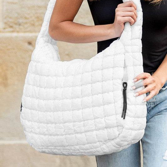 [WHITE] Quilted Puffer Tote Bag
