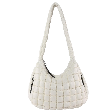 [WHITE] Quilted Puffer Tote Bag