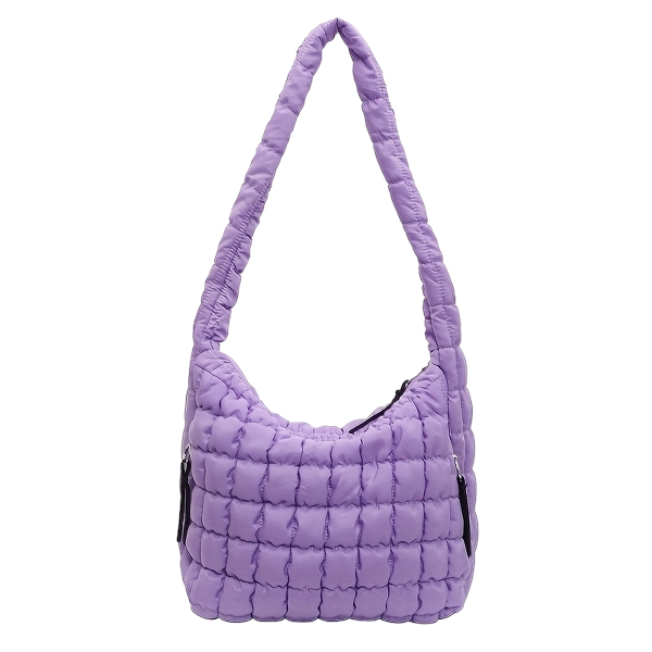 [PURPLE] Quilted Puffer Tote Bag