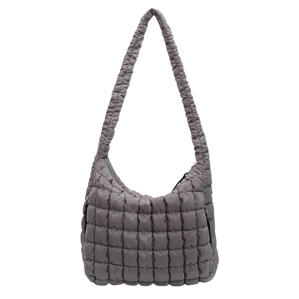 [GREY] Quilted Puffer Tote Bag