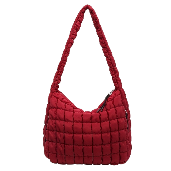 [RED] Quilted Puffer Tote Bag