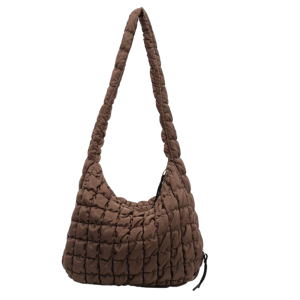[BROWN] Quilted Puffer Tote Bag